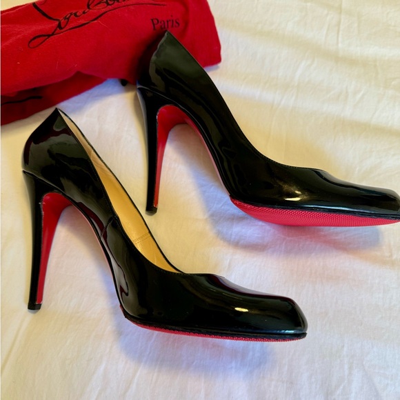 Christian Louboutin Black Ron Ron 100 mm Patent Round Toe 40.5 (9/9.5) - Picture 3 of 10